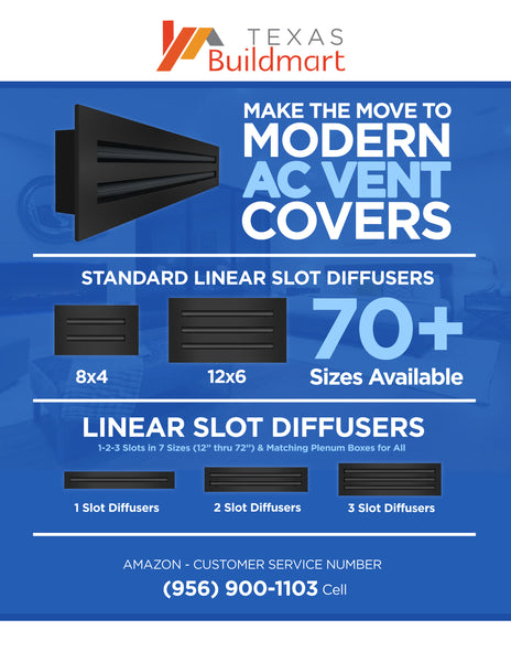 Brochure of 36x18 Modern Air Vent Cover Black - 36x18 Standard Linear Slot Diffuser Black - Texas Buildmart